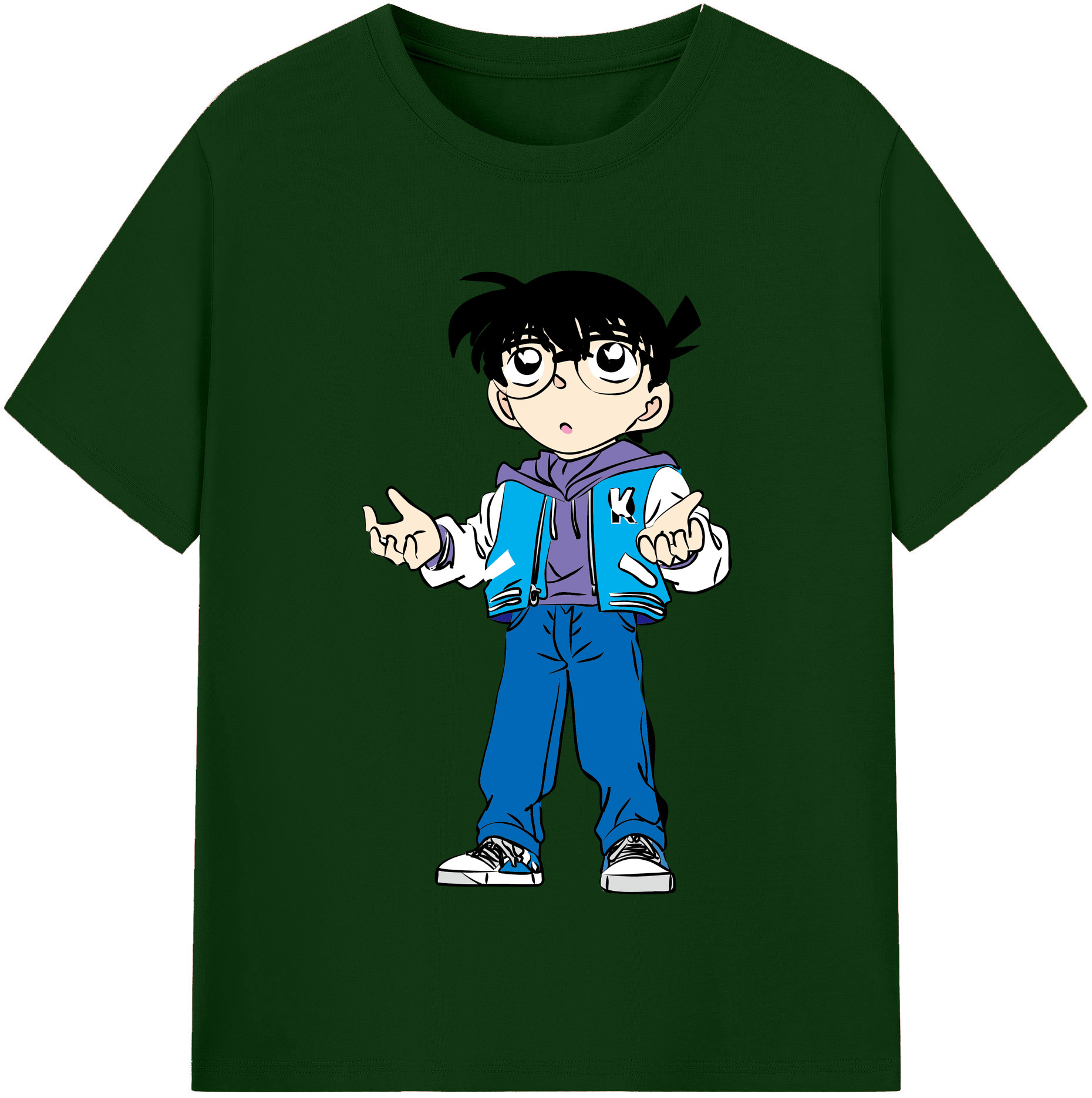 （画像用） 名探偵コナン 江戸川 コナン Detective Conan Conan Edogawa 綿100％半袖Tシャツ（フロントプリント）